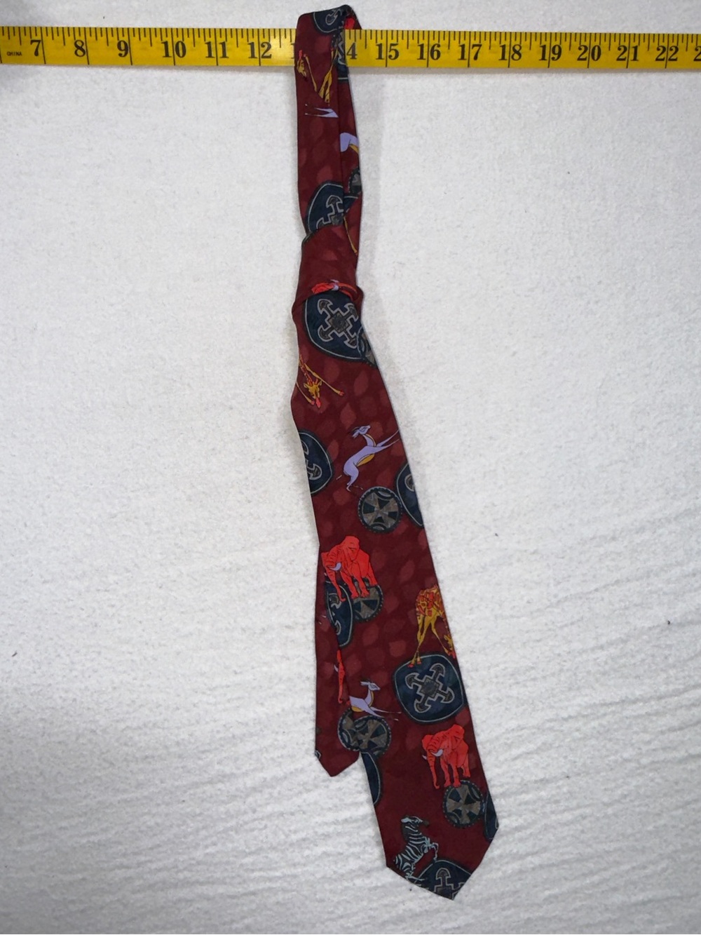 Men's Burgundy Novelty Silk Tie with Animal Motif vintage lion king tie